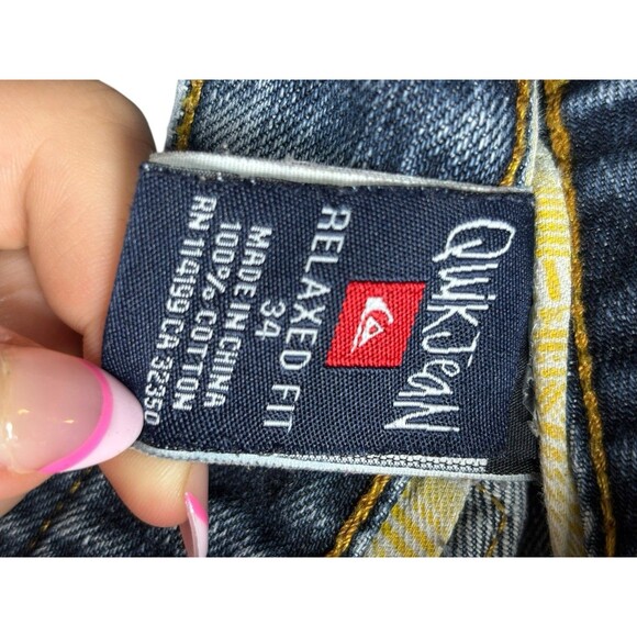 Vintage Quiksilver QuikJean Men’s Relaxed Fit Distressed Jeans 34x32 Y2K Skater - Picture 8 of 13